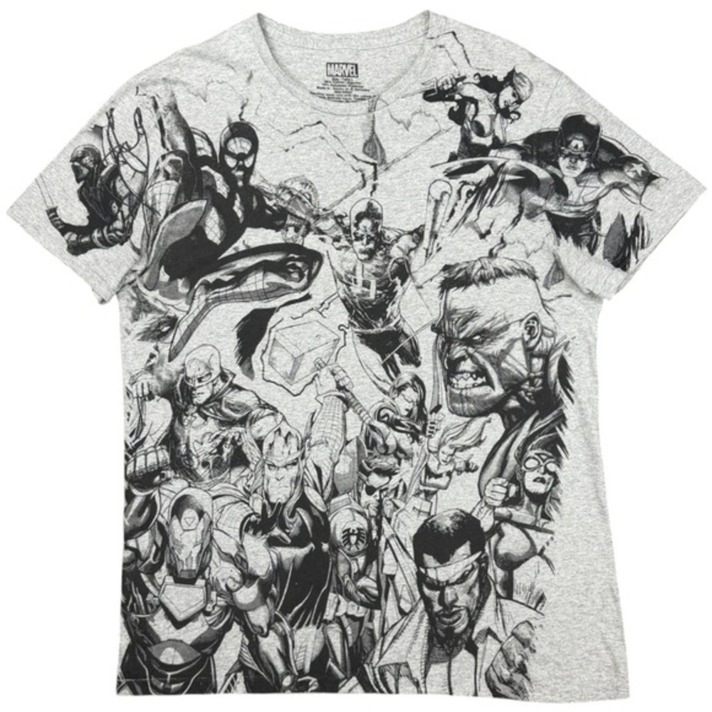 Marvel‎ Avengers Graphic T-Shirt Mens Size L Gray Short Sleeve Cotton Blend